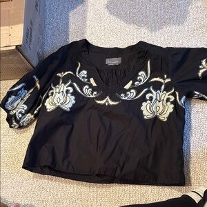 Black Embroidered Women's Top